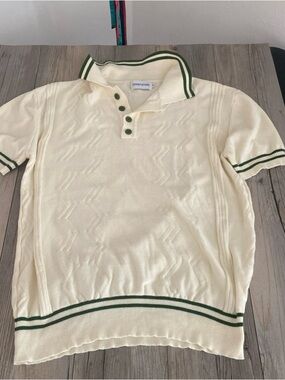 Oxknitstore Mens Knit Polo Shirt Stretch Banded Waist 4 Button Collar XL